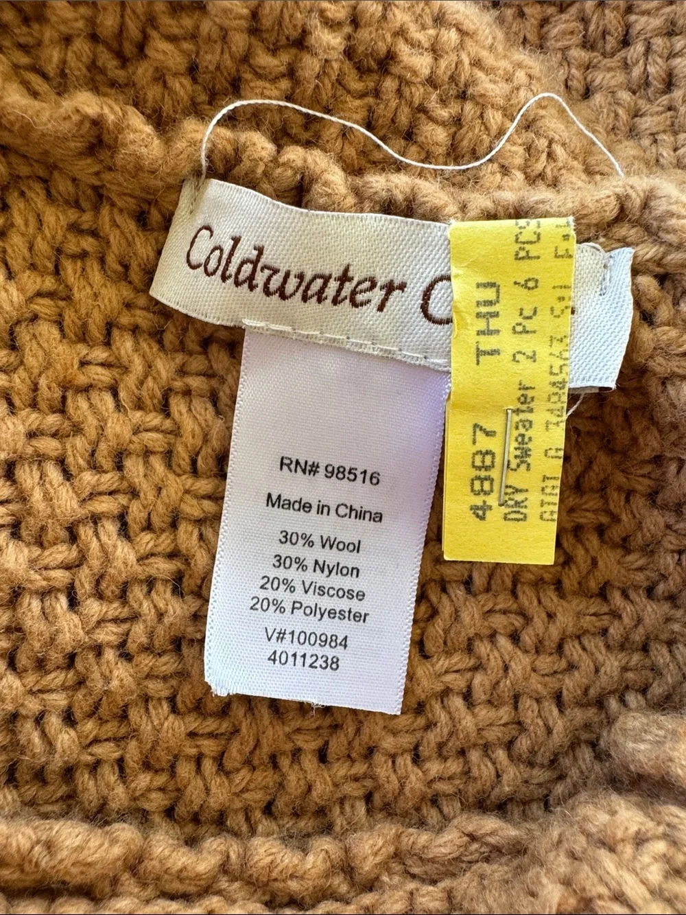 Coldwater Creek brown wool blend tassel fringe poncho sweater one size